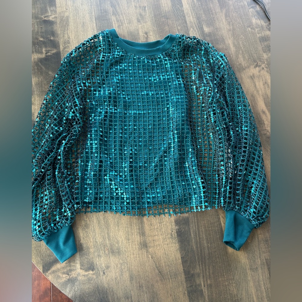 Pilcro Long-Sleeve Sequin Top by Antropologie 💚⭐️⭐️ - Picture 5 of 12